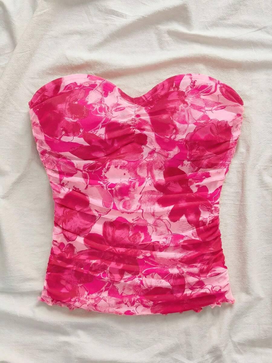 SHEIN RÓŻOWY TOP WZÓR S09__M