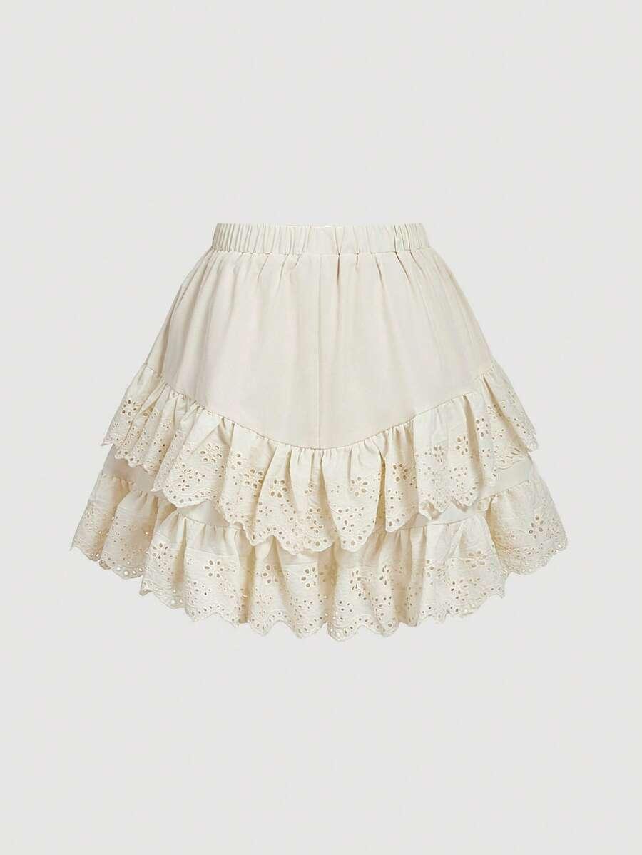 SHEIN BEŻOWA MINI SPÓDNICA FALBANKI S06__XS