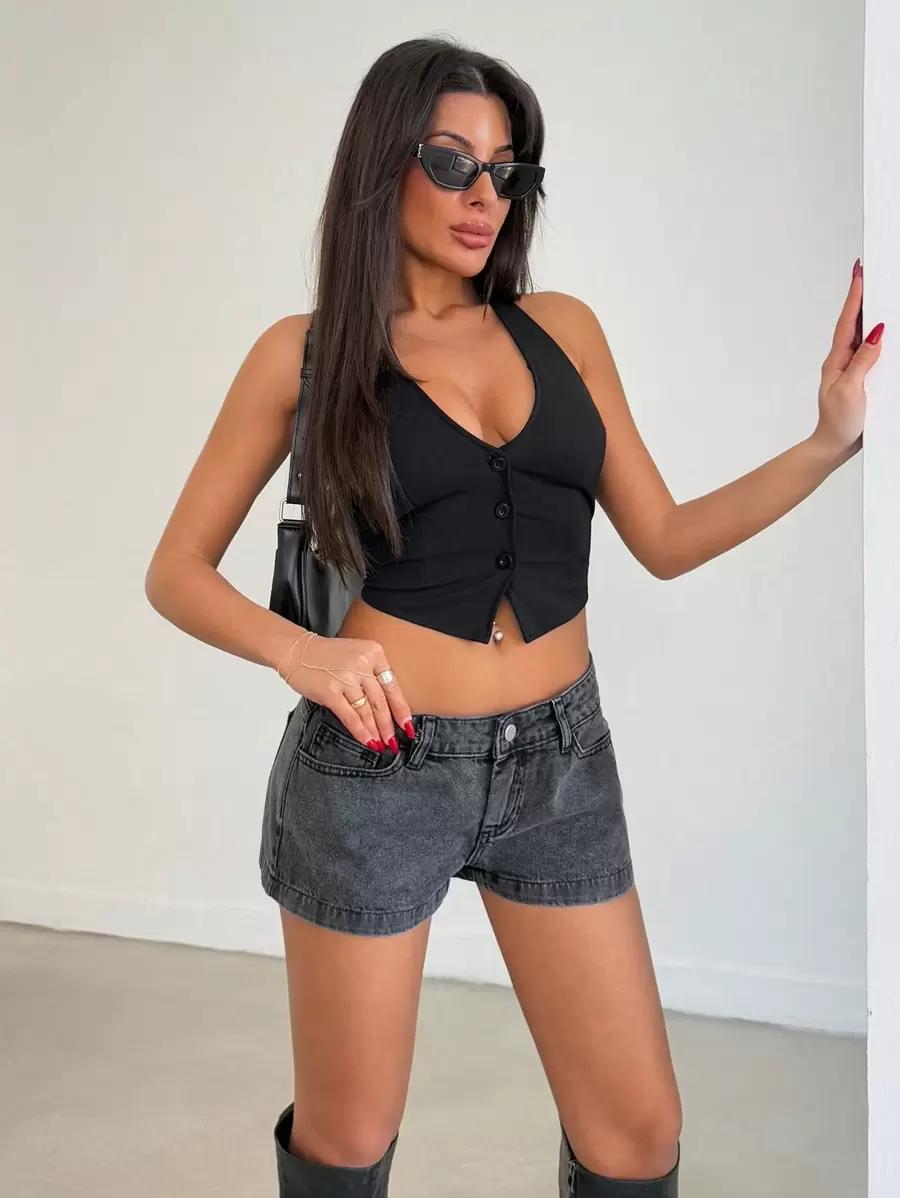 SHEIN CZARNE JEANSOWE SPODENKI S06__S