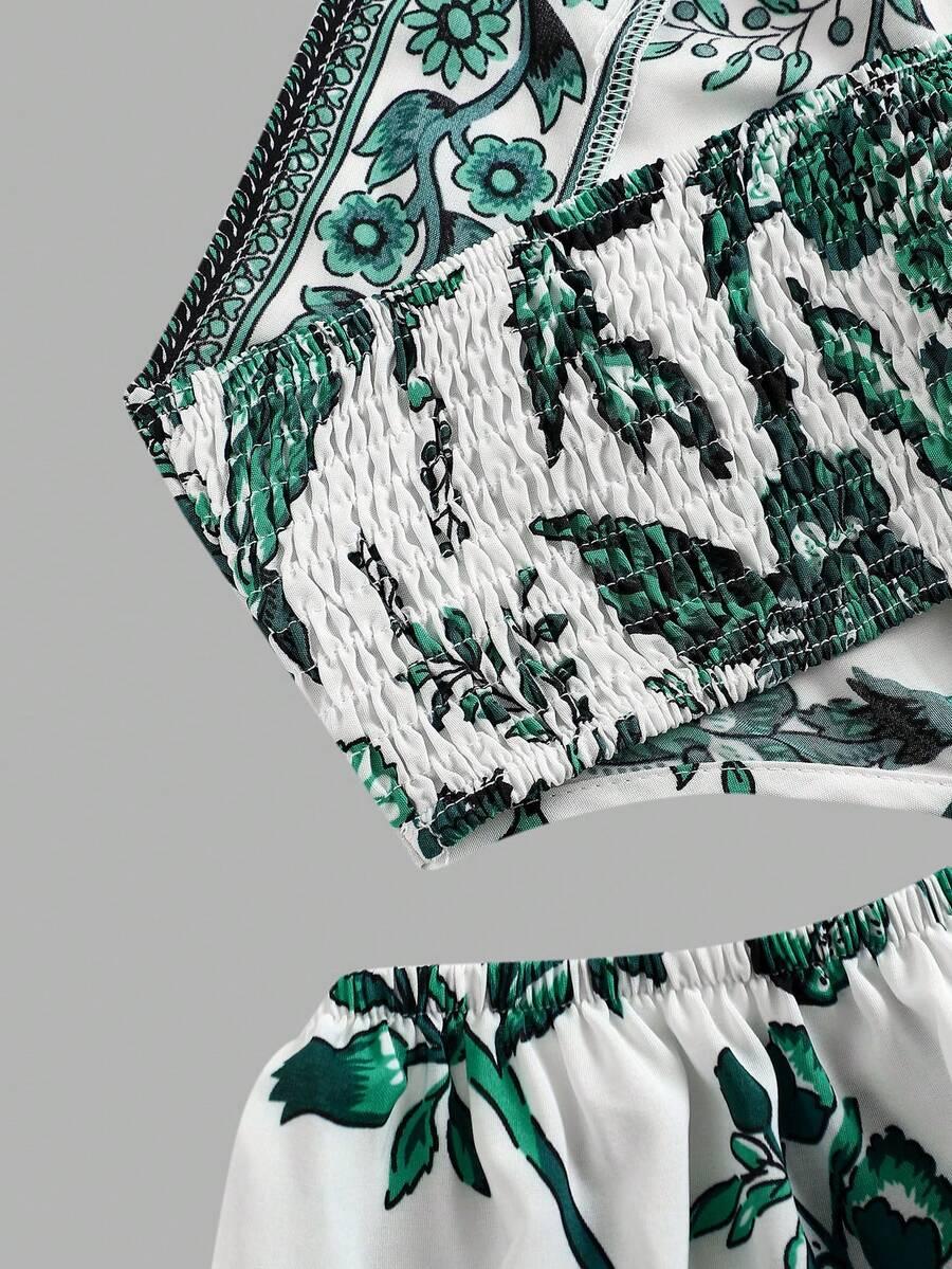 SHEIN MAXI SUKIENKA ODKRYTE PLECY WZÓR ROŚLINNY S06__158/164