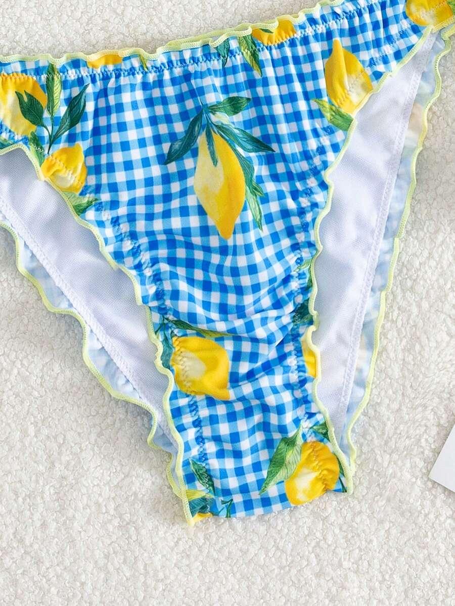 SHEIN KOMPLET BIKINI WZÓR CYTRYNKI S09__XS