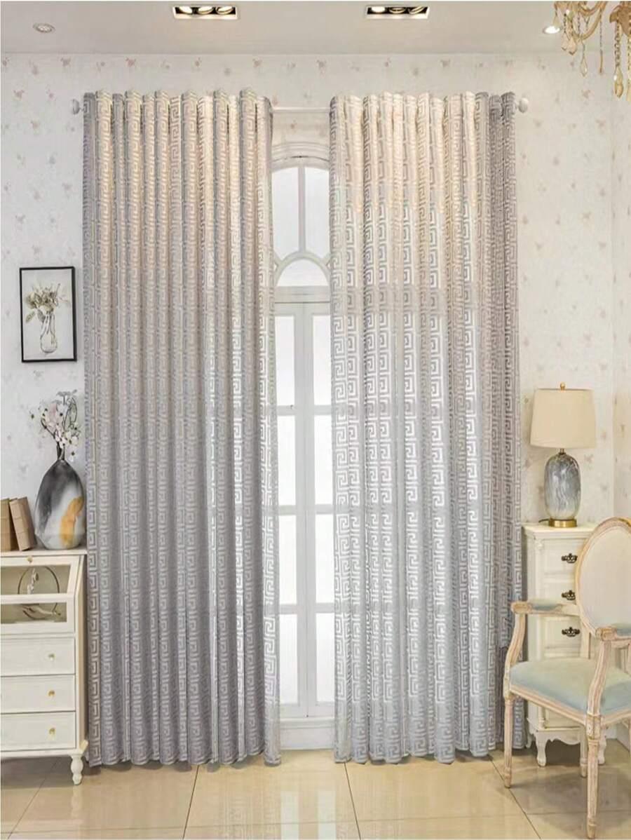 SHEIN SZARA ZASŁONA WZÓR S07__100X130