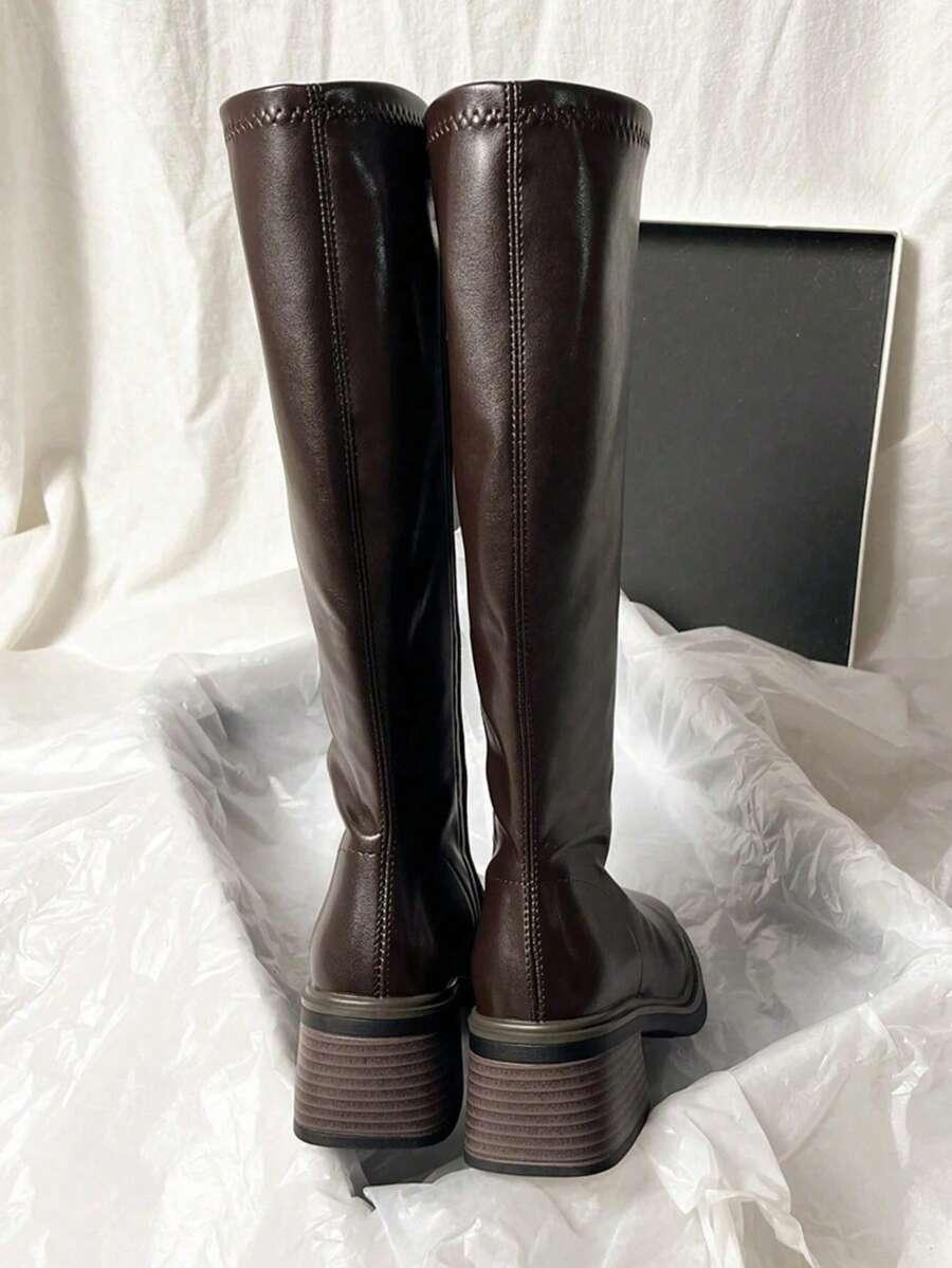 SHEIN BRĄZOWE KOZAKI IMITACJA SKÓRY W01__38