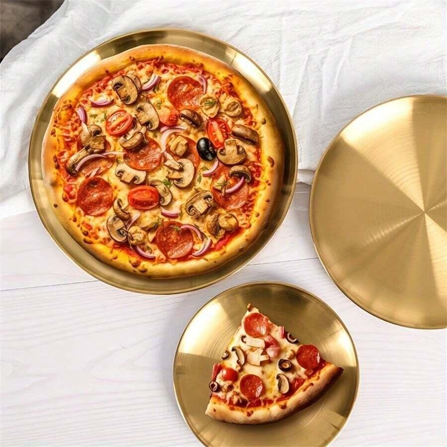 SHEIN ZŁOTA TACA DESEROWA ZE STALI NIERDZEWNEJ S07__30CM