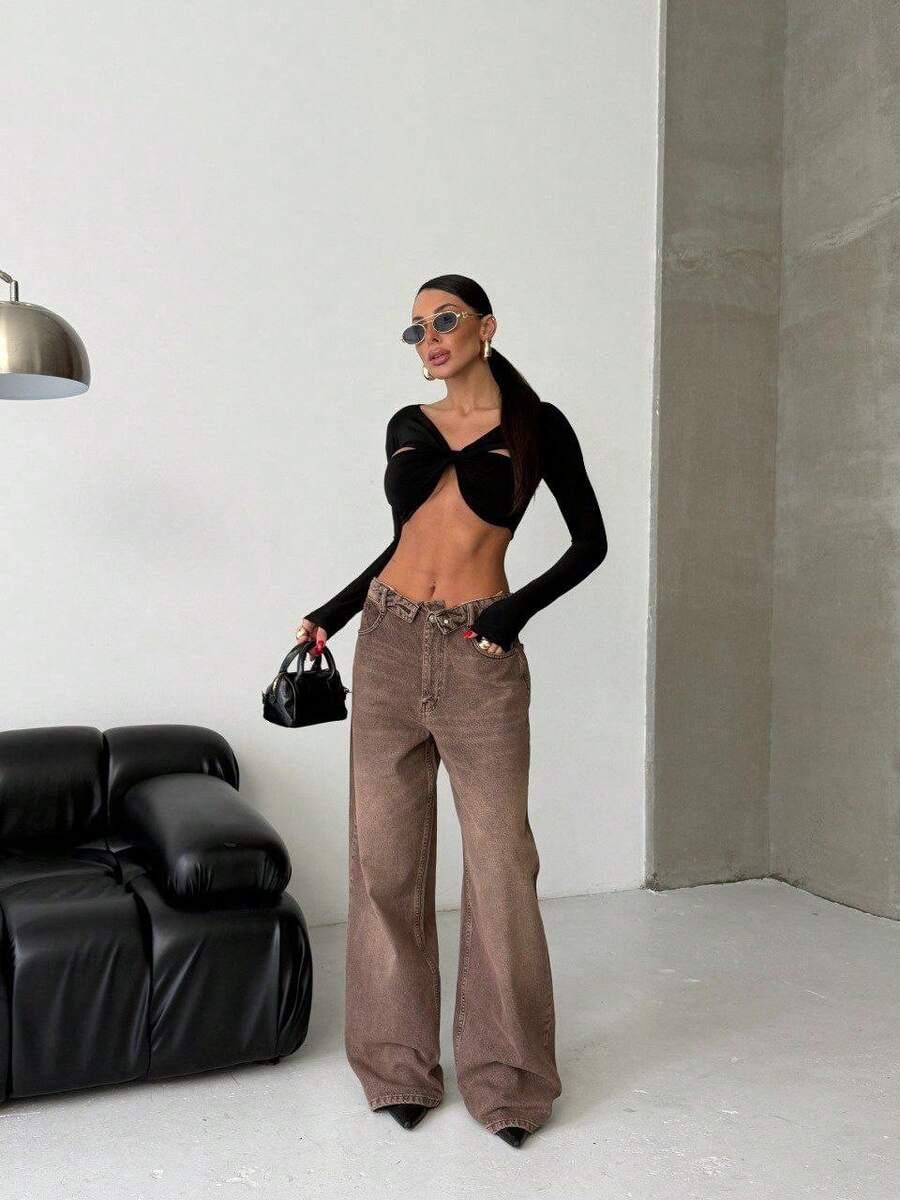 SHEIN PROSTE SPODNIE JEANS ZAMEK S06__M
