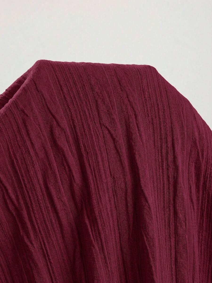 SHEIN BORDOWA TUNIKA KRÓTKI RĘKAW S06__46