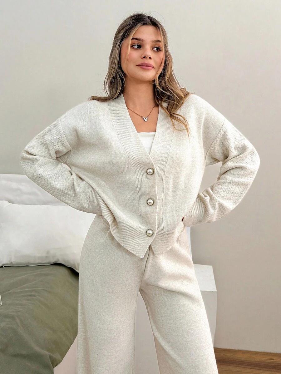 SHEIN KREMOWY SWETER GUZIKI S06__XS