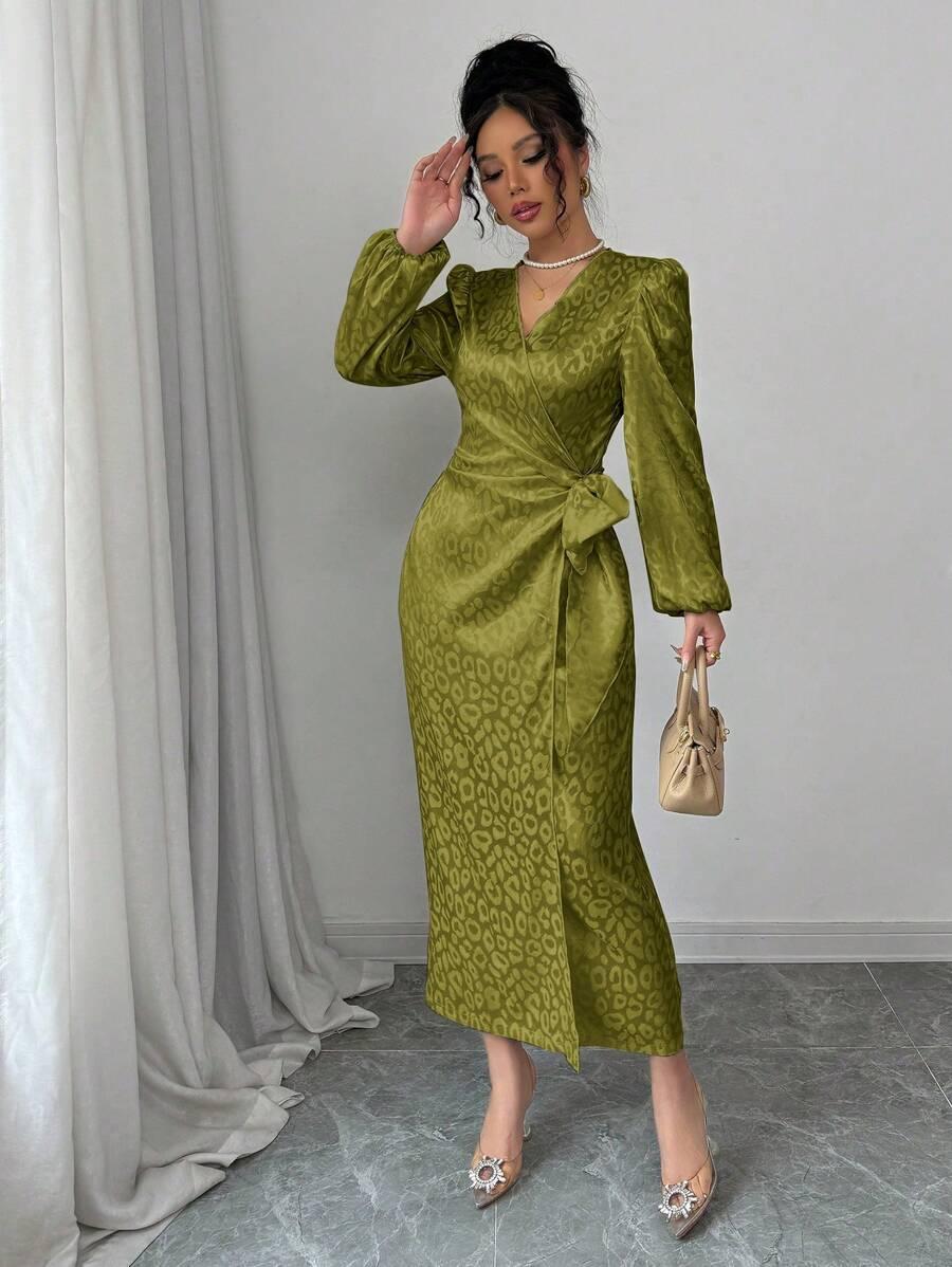 MODELYN ZIELONA MAXI SUKIENKA DŁUGI RĘKAW S06__M