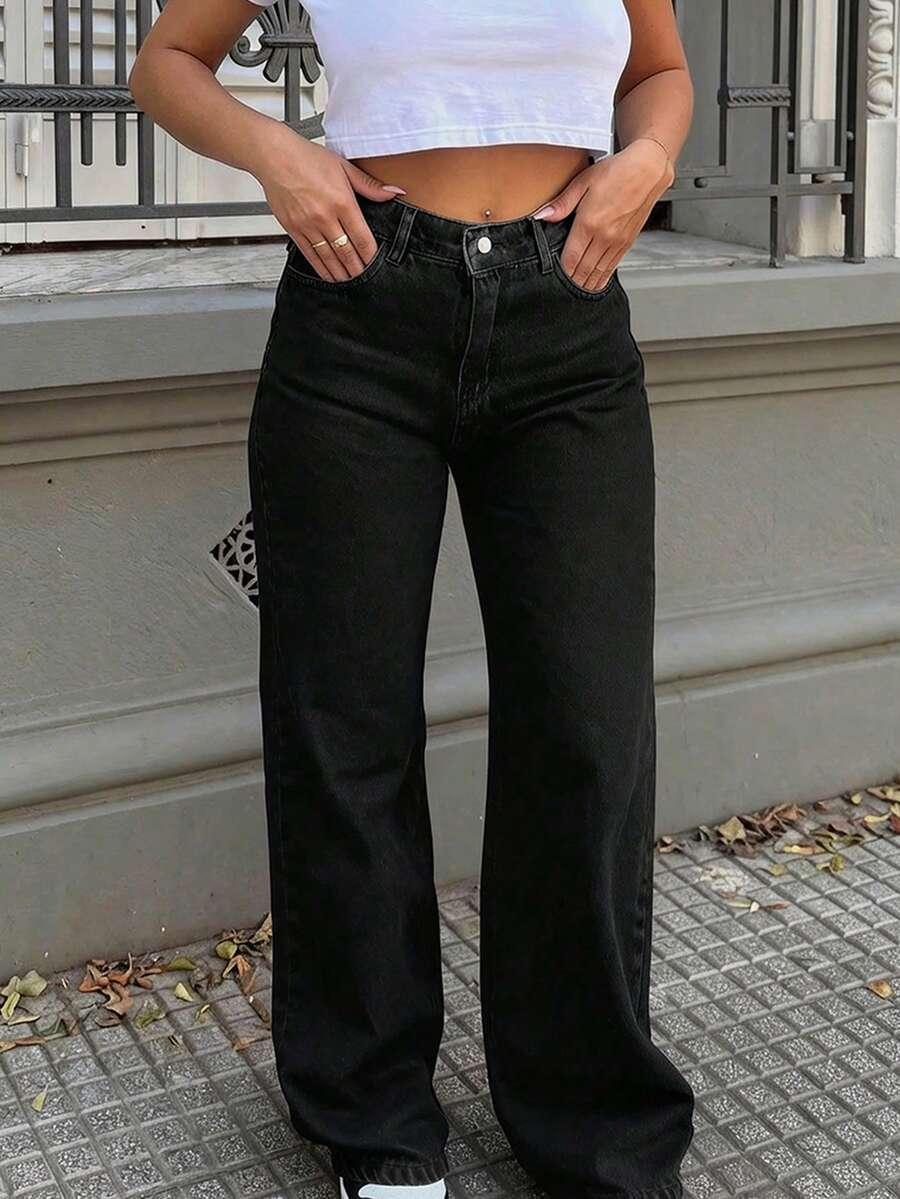 SHEIN CZARNE SPODNIE JEANS S06__48