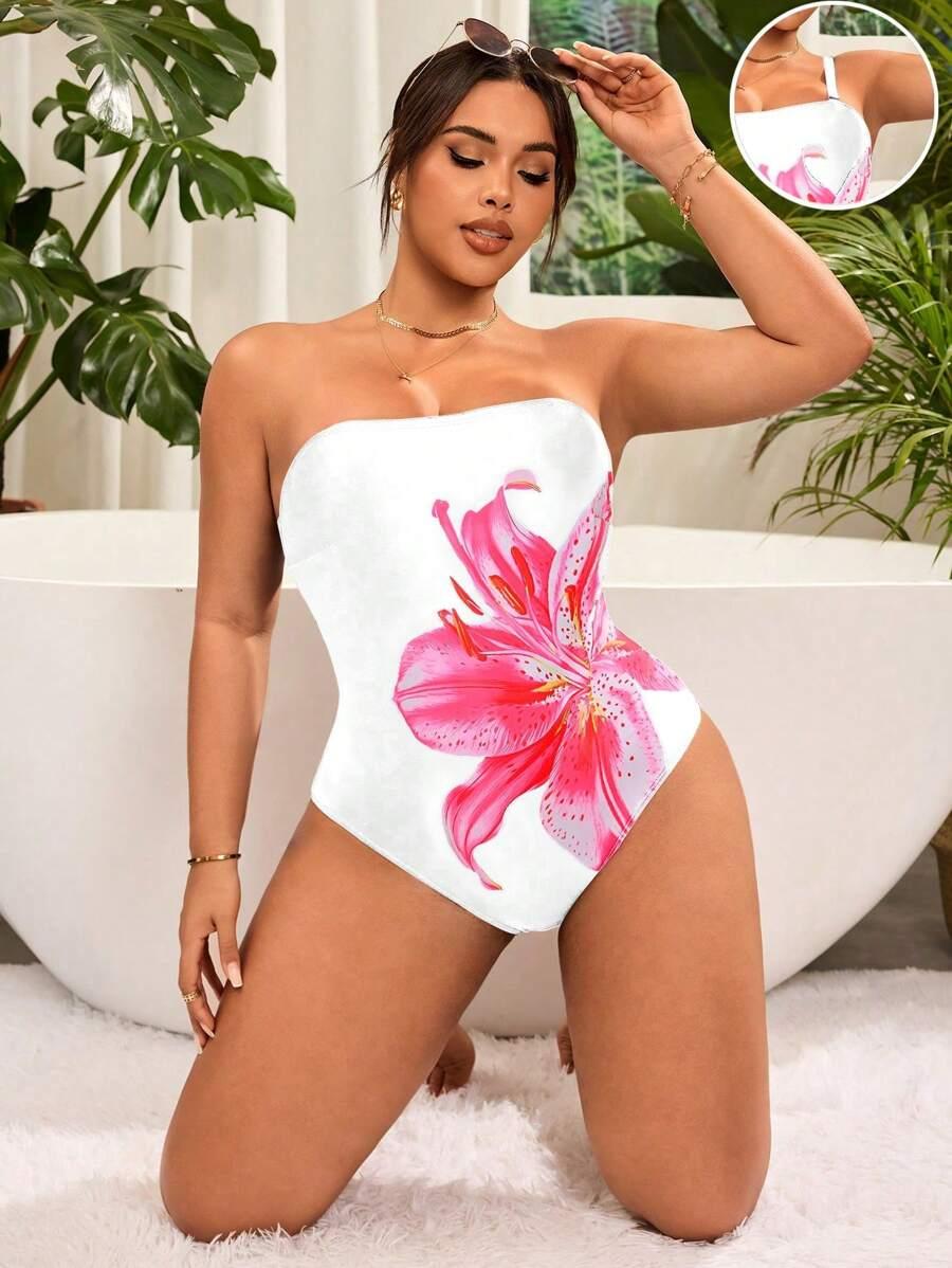 SHEIN JEDNOCZĘŚCIOWY STRÓJ KĄPIELOWY WZÓR KWIATY S09__46