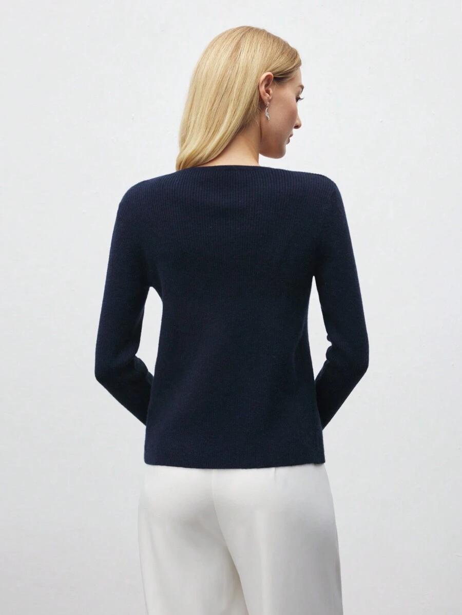 SHEIN GRANATOWY SWETER WIĄZANIE S06__XS
