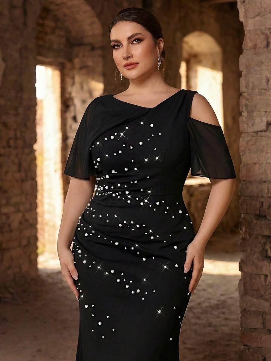 AUREIA CZARNA MAXI SUKIENKA POŁYSK S06__46