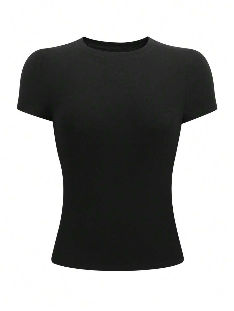 SHEIN CZARNY TOP KRÓTKI RĘKAW S06__S