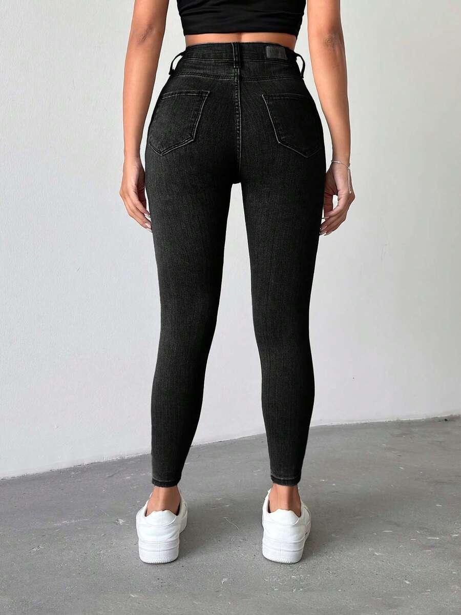 SHEIN CZARNE SPODNIE JEANS RURKI S06__M