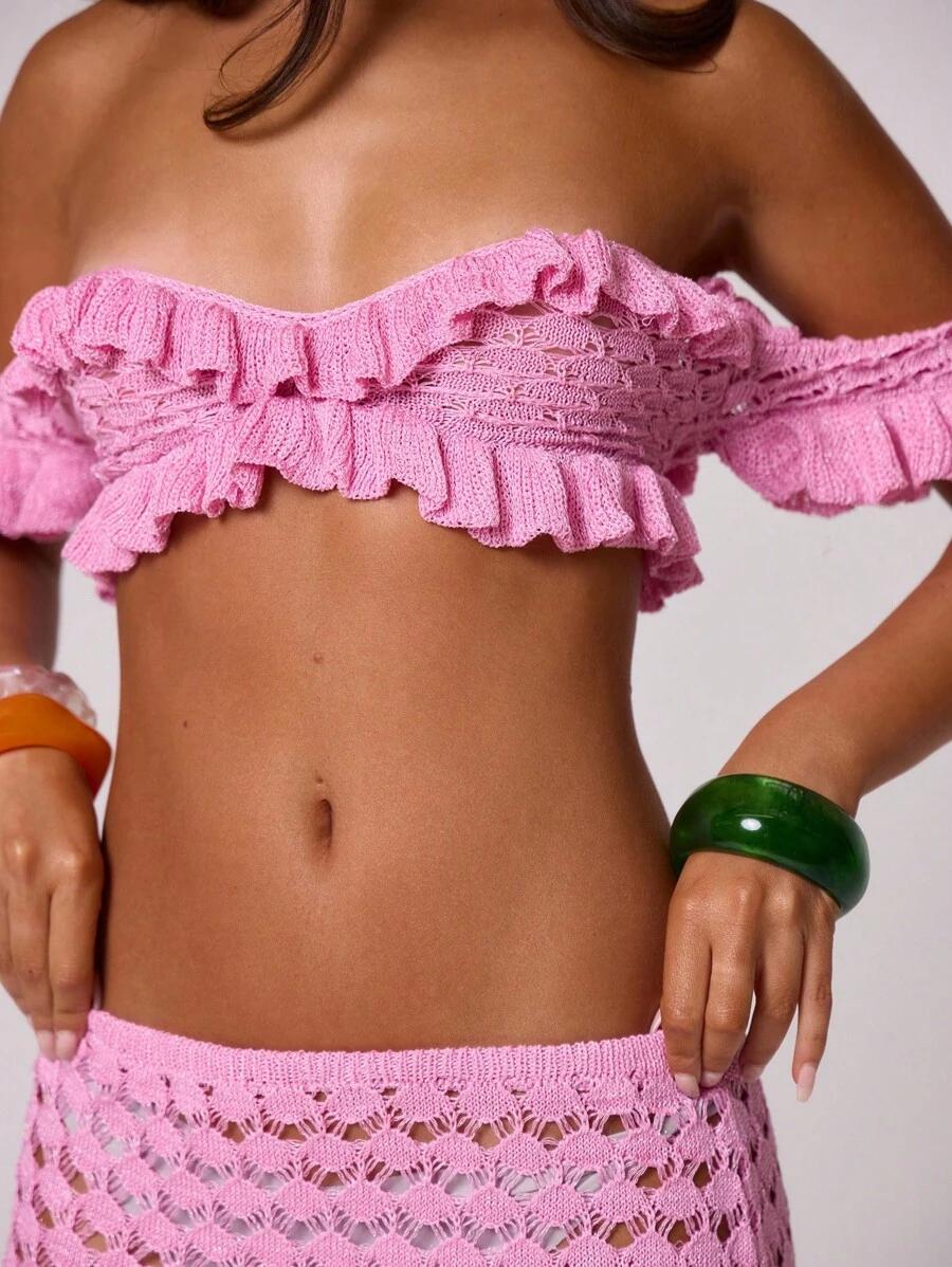 SHEIN RÓŻOWY DZIANINOWY TOP S06__M