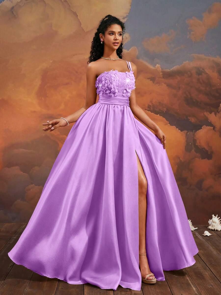 SHEIN FIOLETOWA MAXI SUKIENKA ZDOBIENIA S06__XS