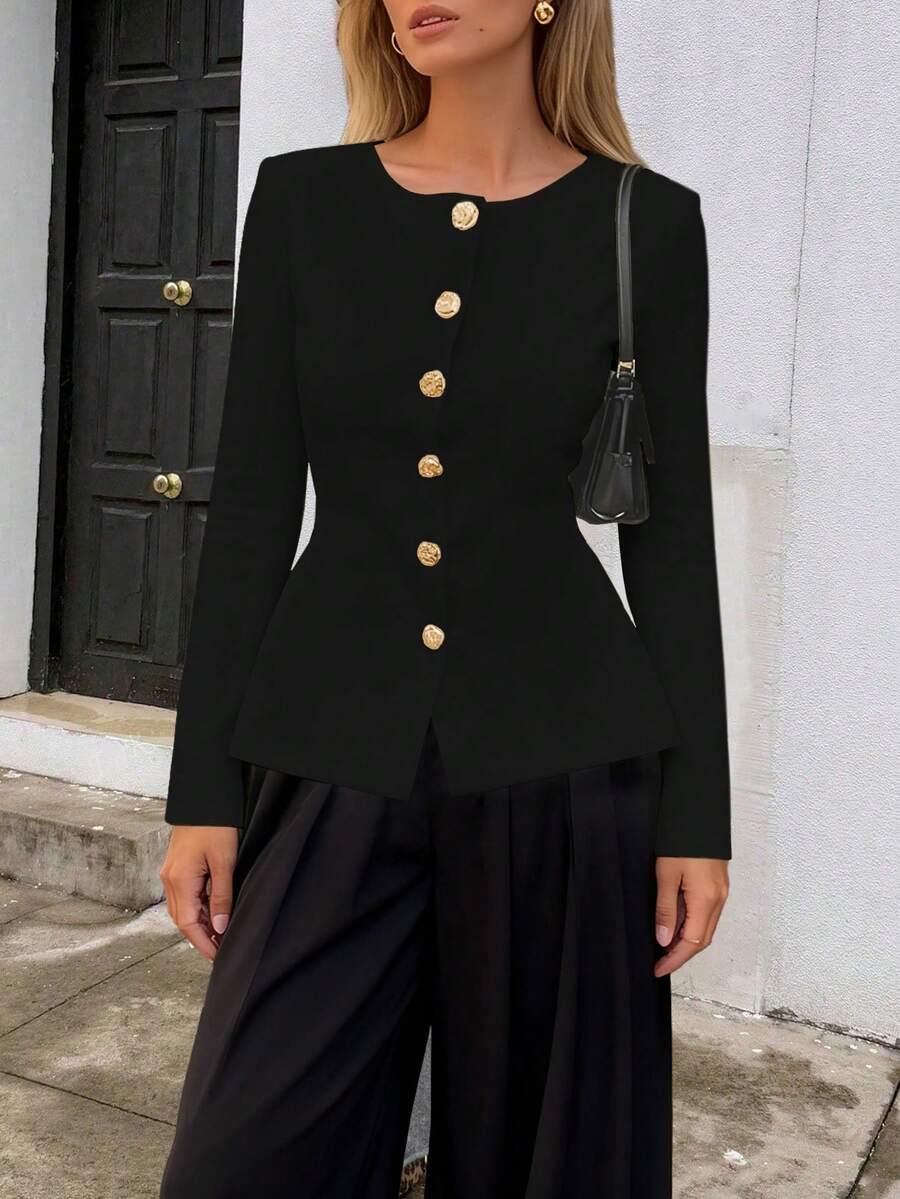 SHEIN CZARNY SWETER GUZIKI S06__S