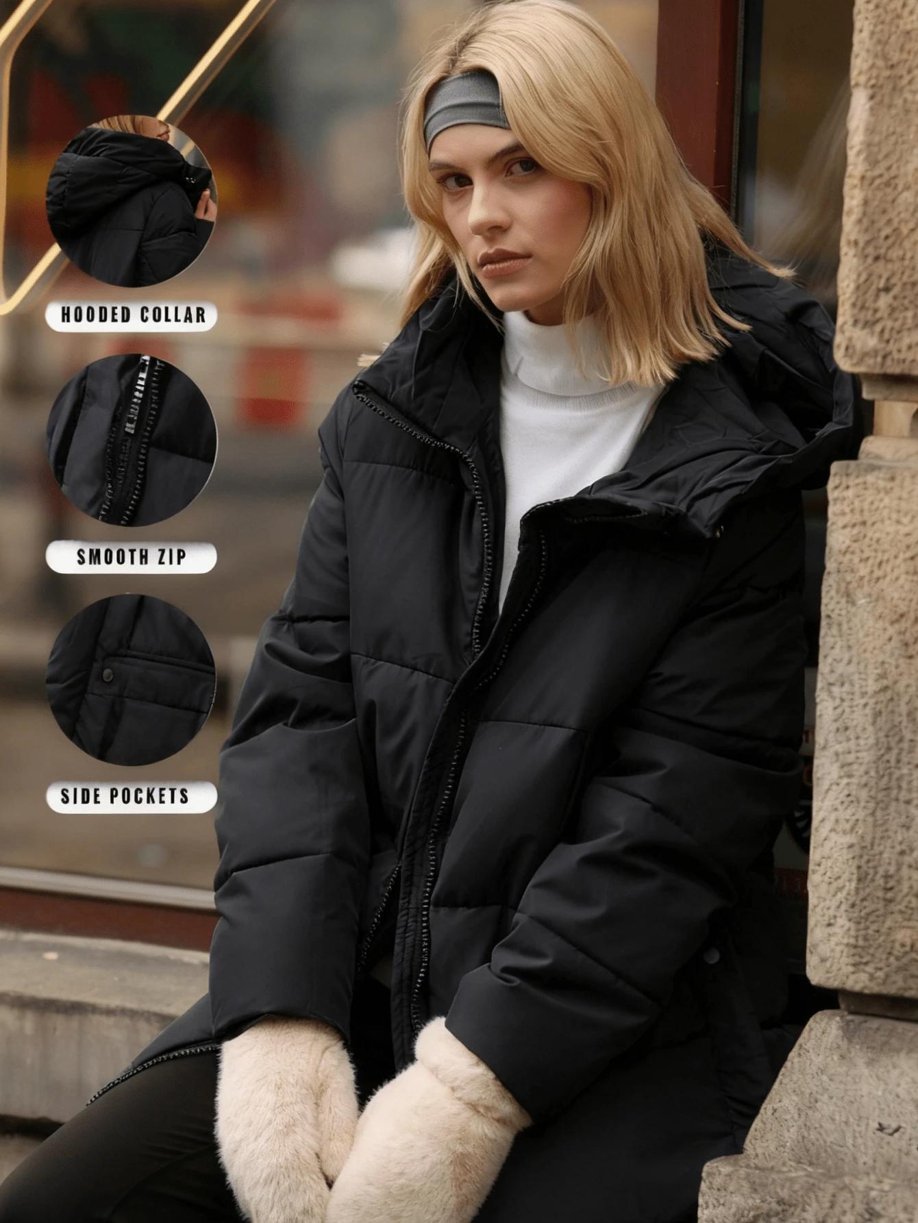 SHEIN CZARNA PIKOWANA KURTKA ZAMEK W01__S/M