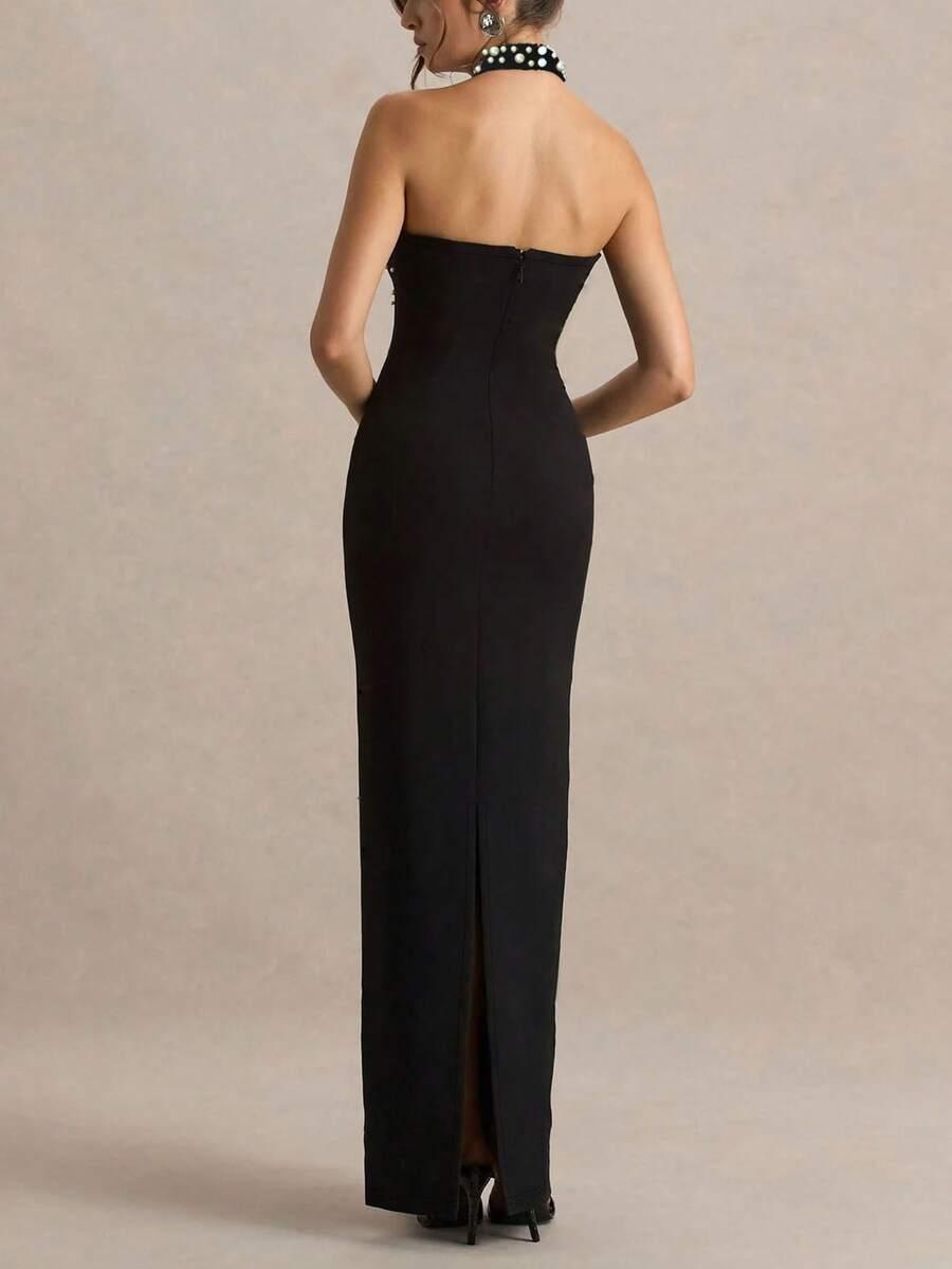 SHEIN CZARNA MAXI SUKIENKA S06__S