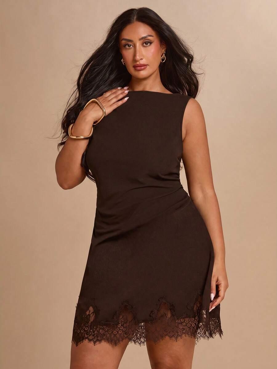 SHEIN BRĄZOWA MINI SUKIENKA S06__XXL