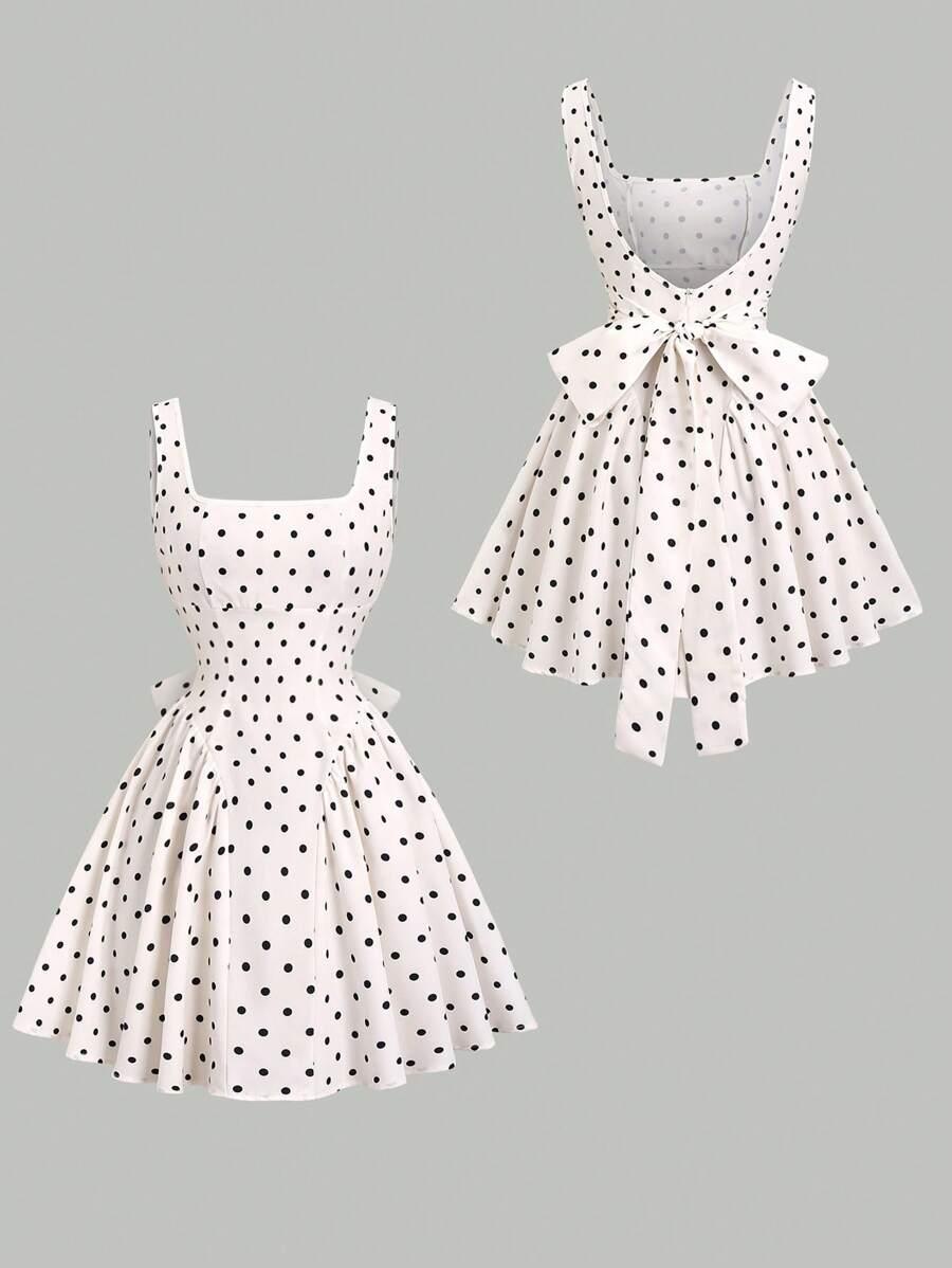 SHEIN KREMOWA MINI SUKIENKA GROSZKI S06__M