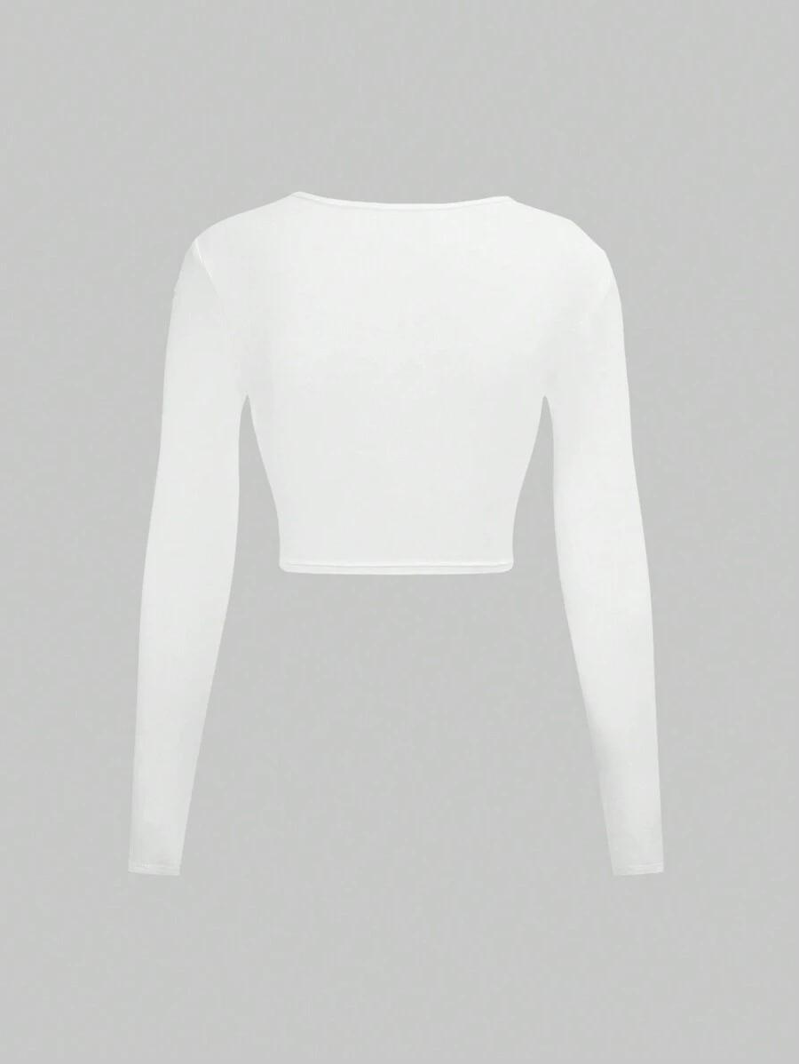 SHEIN BIAŁY TOP DŁUGI RĘKAW S06__L