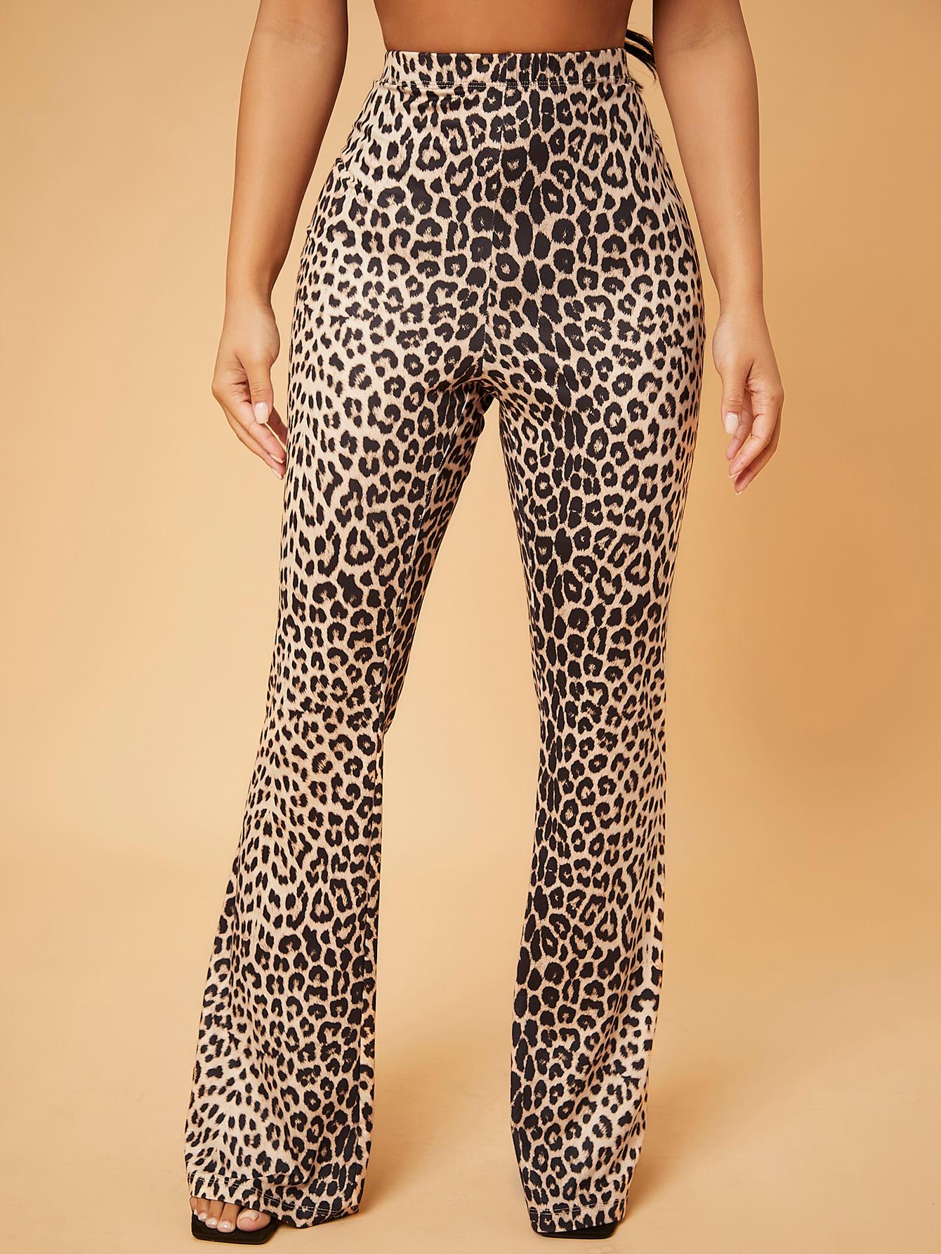 SHEIN SPODNIE WYSOKI STAN DZWONY ANIMAL PRINT S06__XS