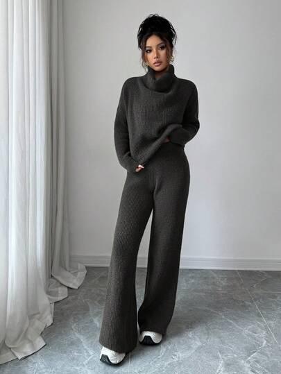 SHEIN SZARY SWETER SPODNIE KOMPLET S06__M