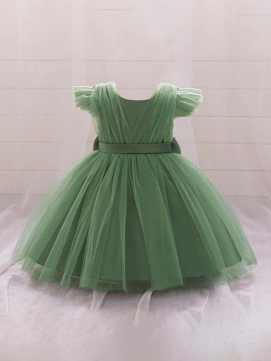 SHEIN ZIELONA SUKIENKA TIUL KOKARDA S06__74-80