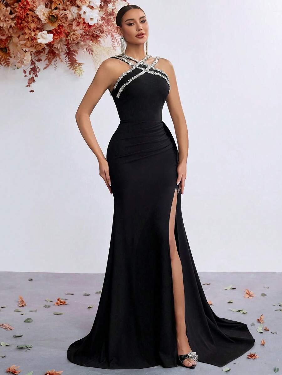 SHEIN CZARNA MAXI SUKIENKA S06__S