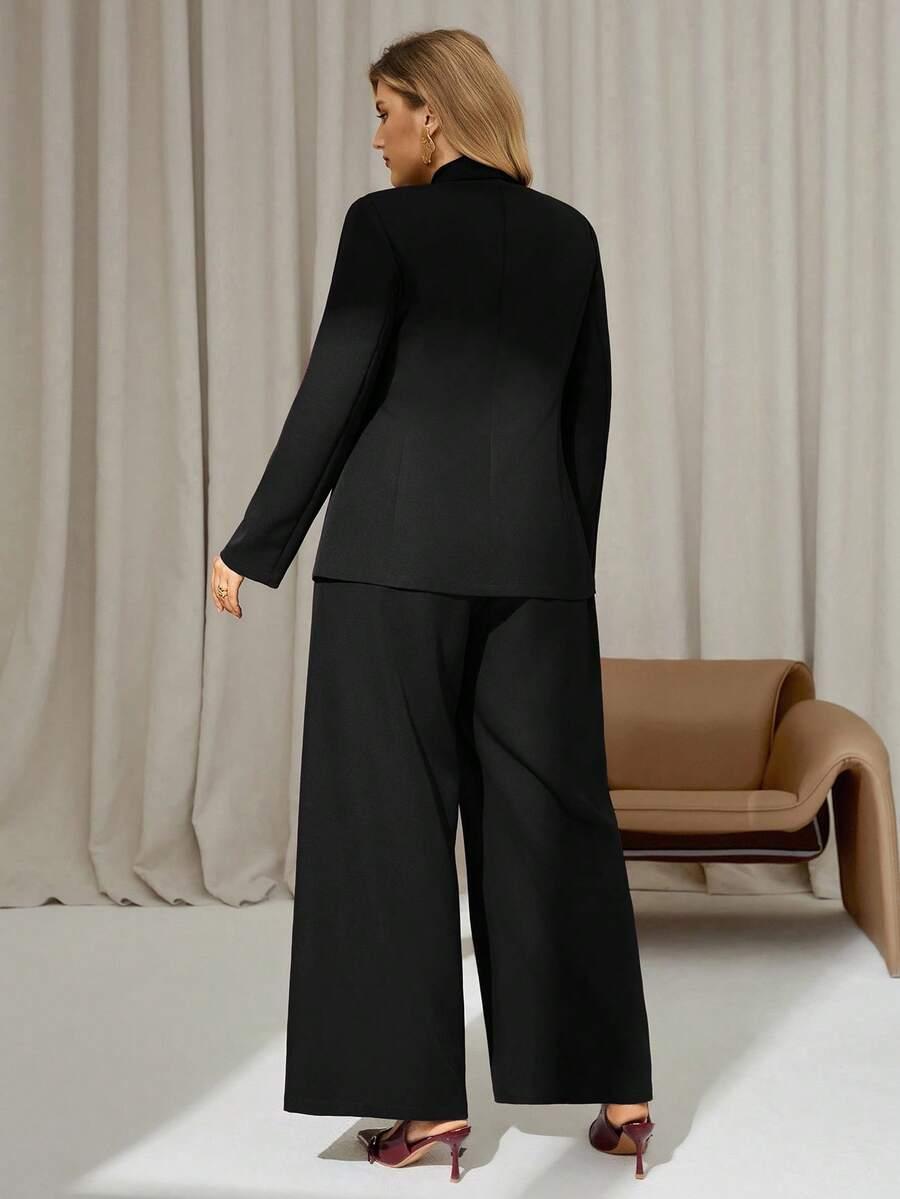 SHEIN CZARNY KOMPLET MARYNARKA SPODNIE S06__46
