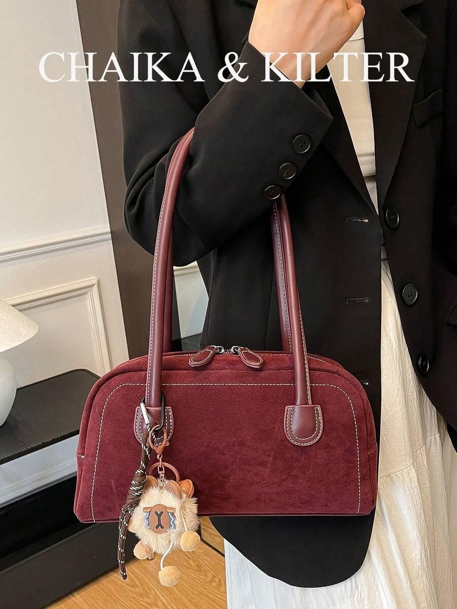 SHEIN BORDOWA TOREBKA IMITACJA ZAMSZU S07__15X30X9