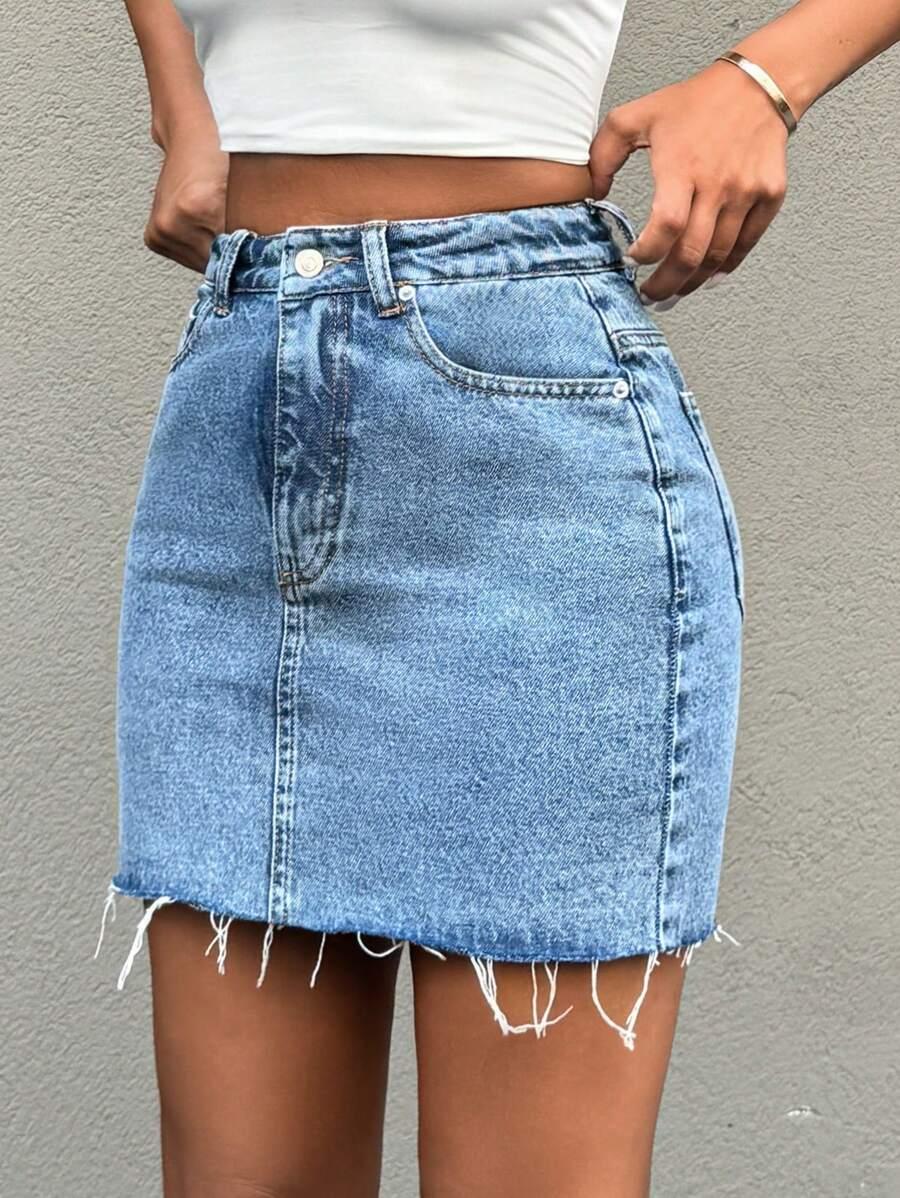 SHEIN NIEBIESKA MINI SPÓDNICA JEANS S09__S
