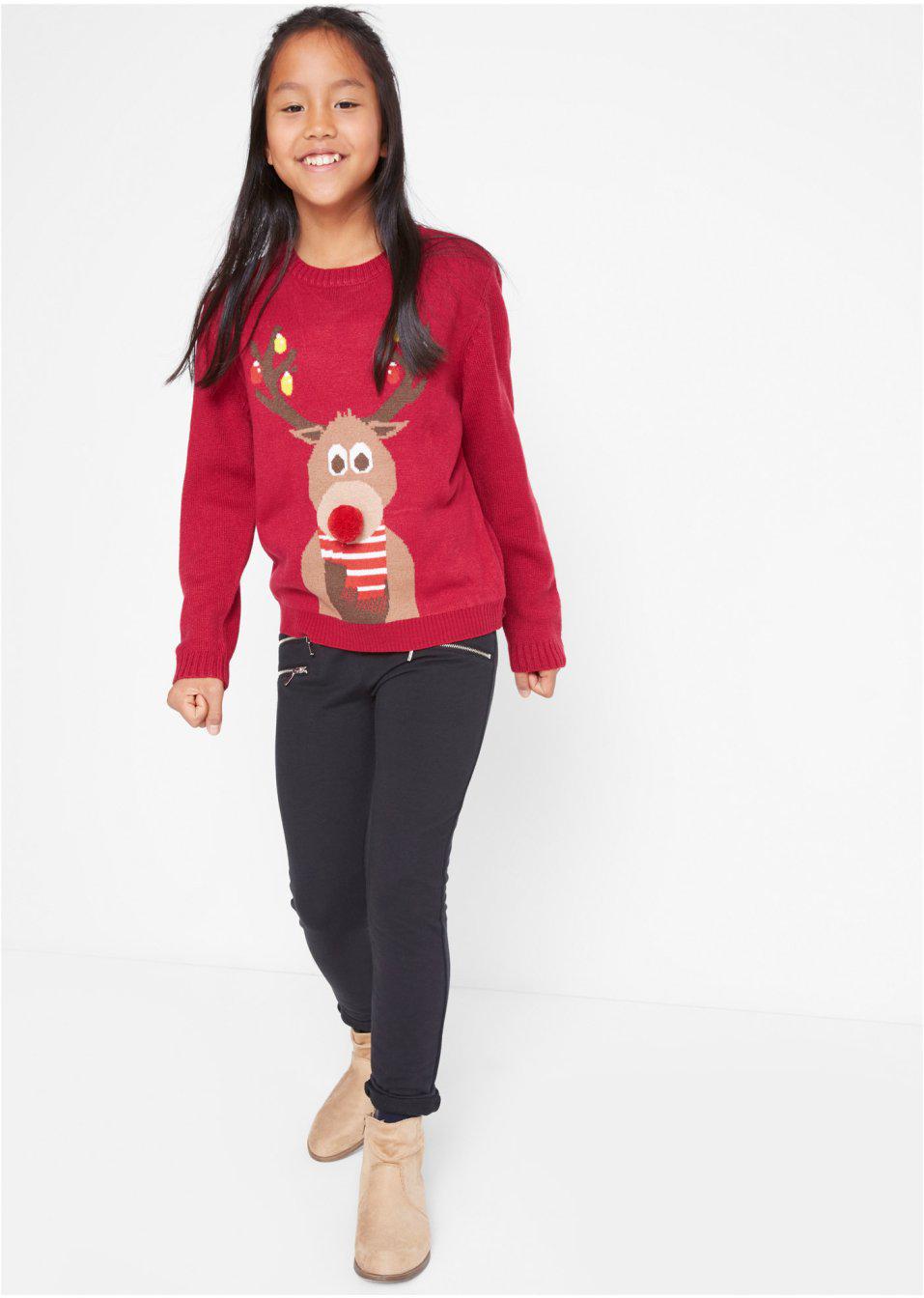 CZERWONY SWETER WZÓR RENIFER BDD__92-98CM
