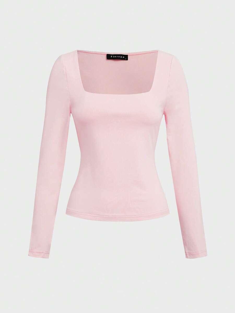 SHEIN RÓŻOWA BLUZKA DEKOLT S06__S