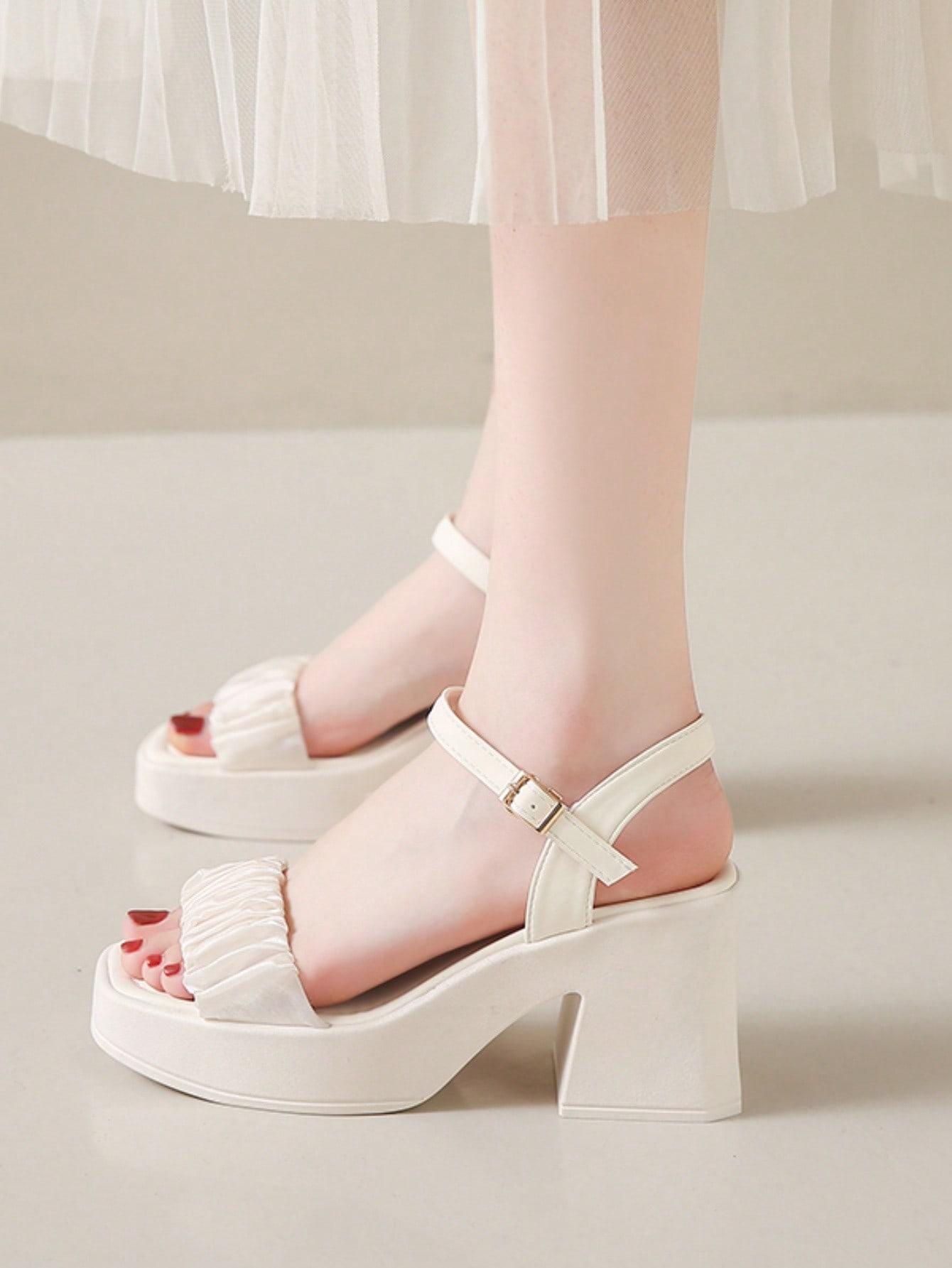 SHEIN KREMOWE SANDAŁY PLATFORMA OBCAS S06__37,5