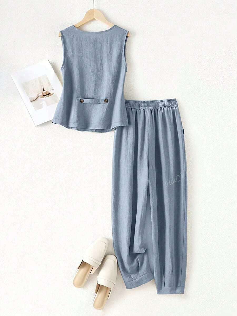 SHEIN NIEBIESKIE SPODNIE CASUAL S06__S