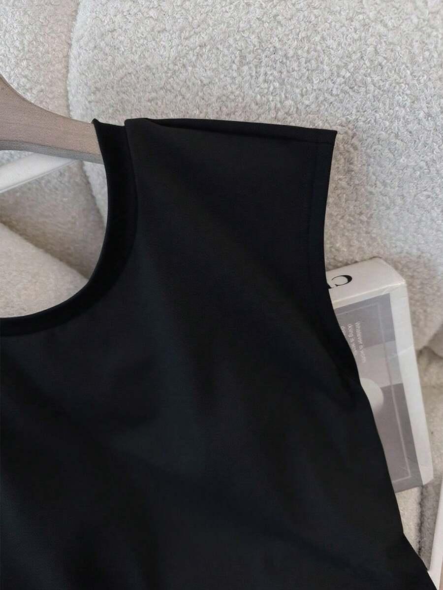 SHEIN CZARNY TOP KRÓTKI RĘKAW S06__XS