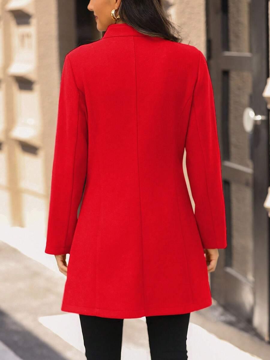 SHEIN CZERWONY PŁASZCZ GUZIKI S06__M