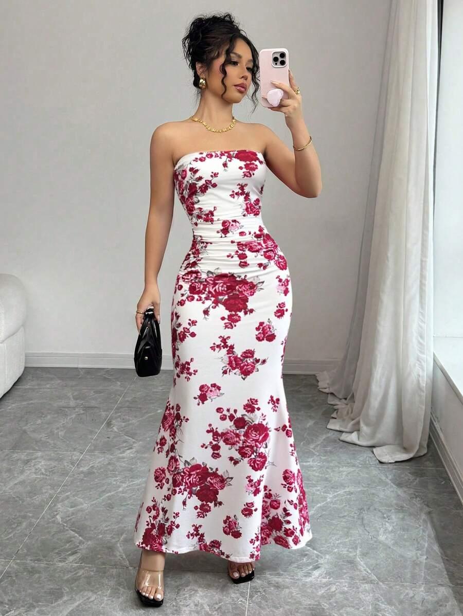 RAFFERIZA MAXI SUKIENKA WZÓR KWIATY S06__S