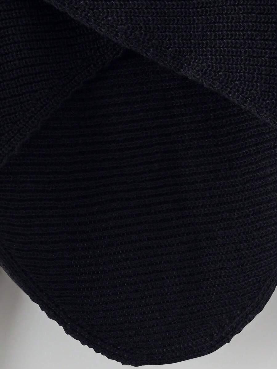 SHEIN CZARNY DZIANINOWY KOMPLET SWETER SPODNIE S06__L
