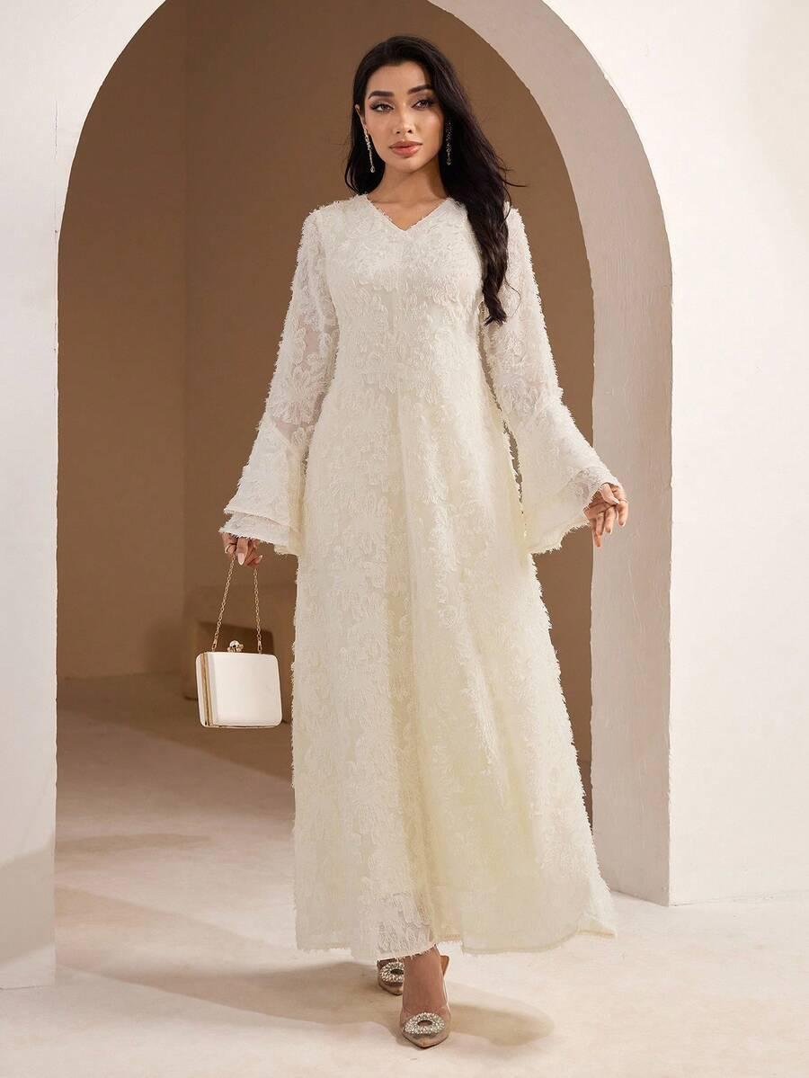 VEILORIE KREMOWA MAXI SUKIENKA S06__M