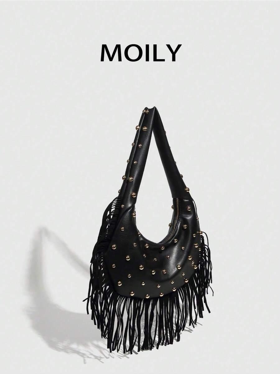 SHEIN CZARNA TOREBKA ZDOBIENIA FRĘDZLE S07__34X26
