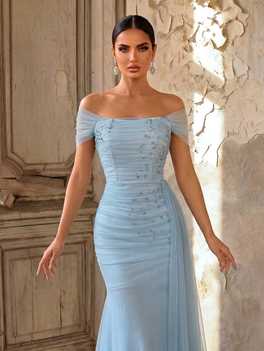 AUREIA NIEBIESKA MAXI SUKIENKA ZDOBIENIE S06__M
