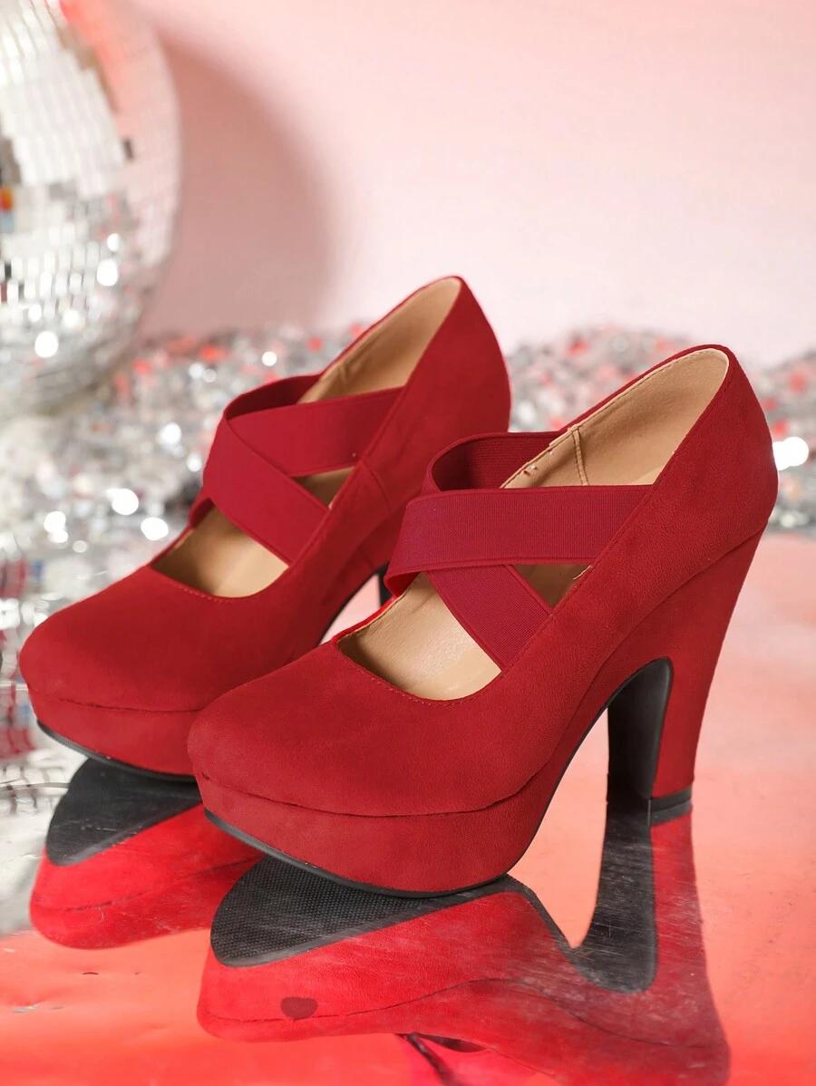 SHEIN CZERWONE CZÓŁENKA IMITACJA ZAMSZU S06__40