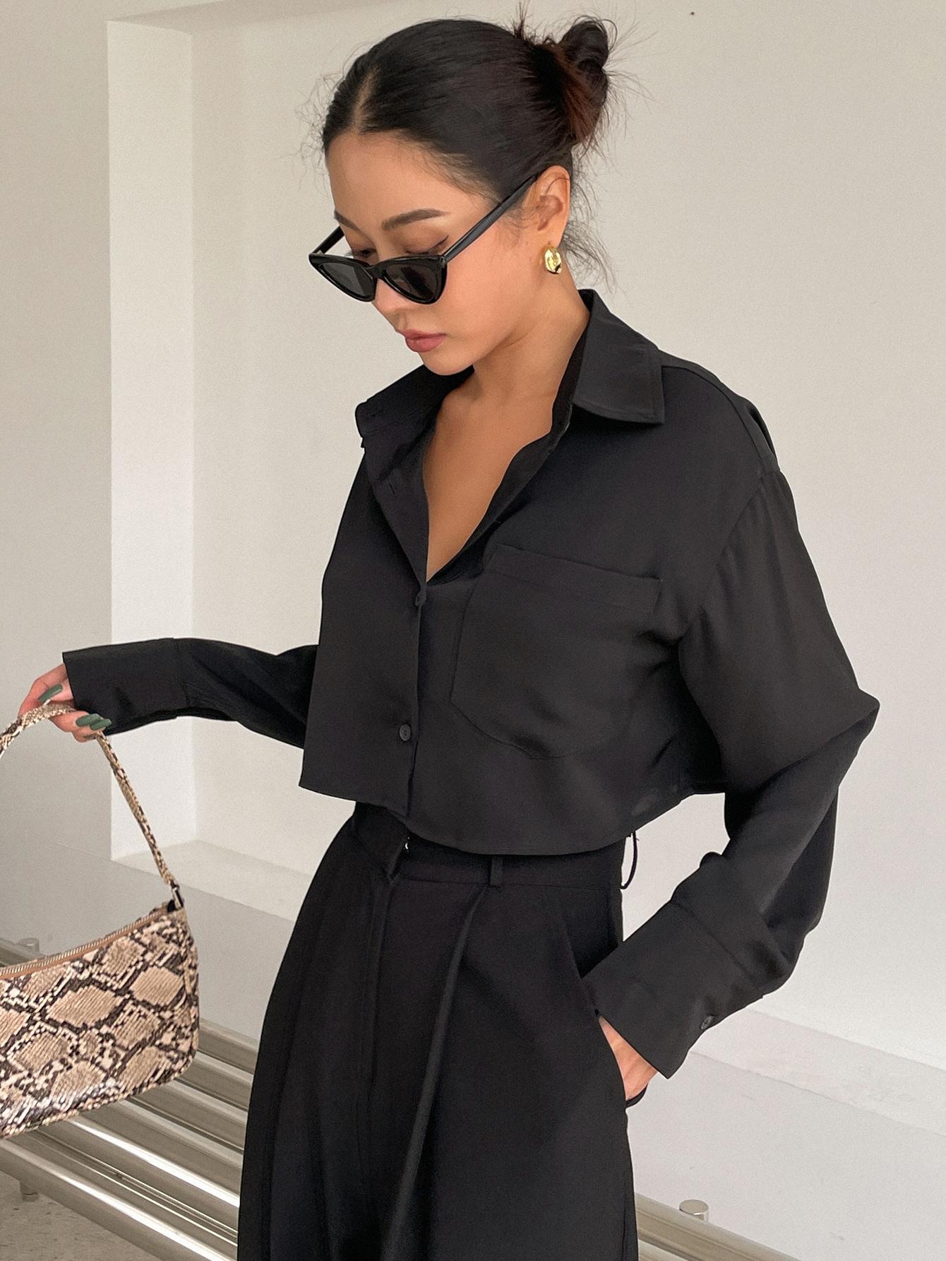 SHEIN CZARNA KOSZULA GUZIKI S06__M