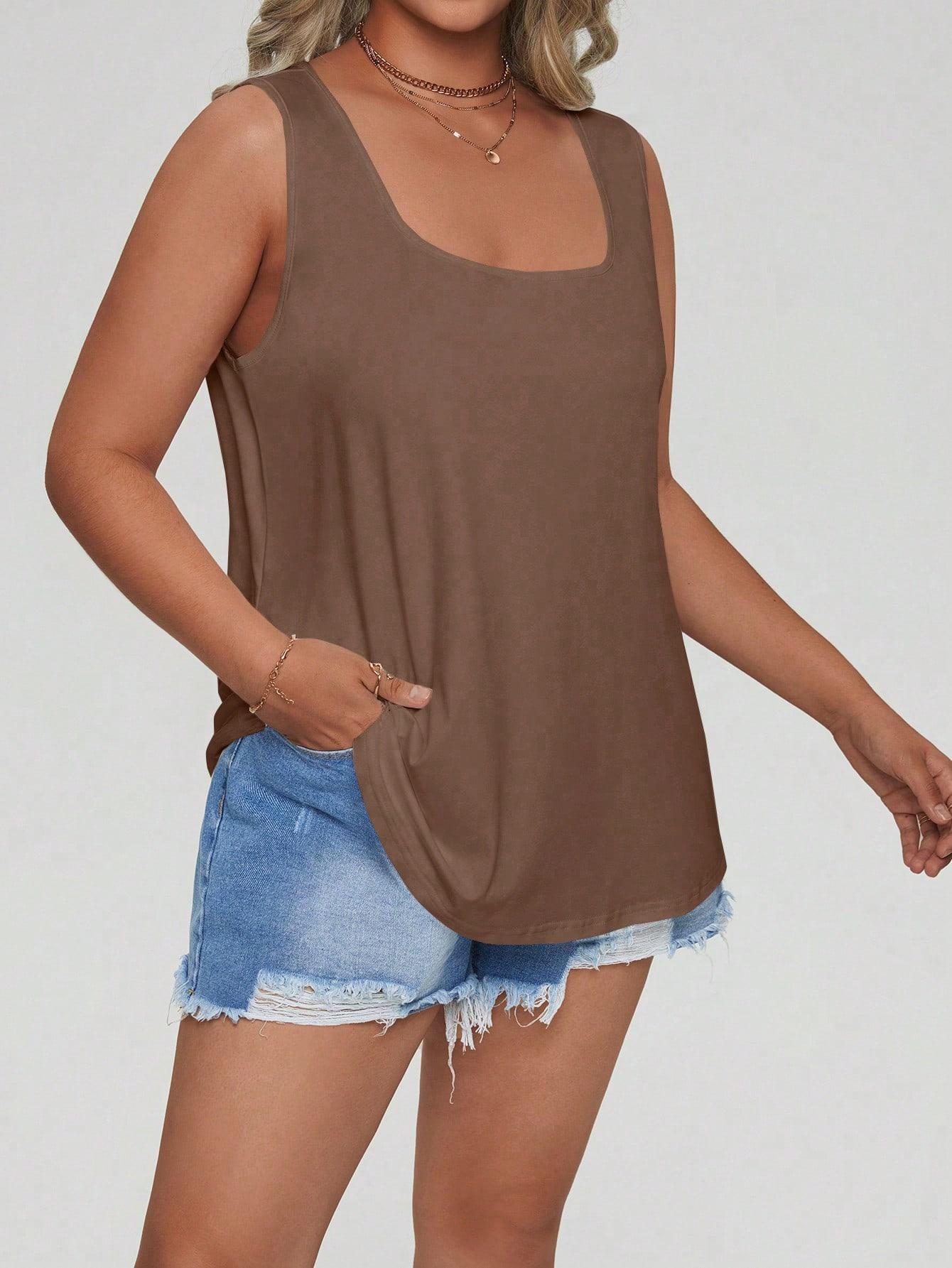 SHEIN BRĄZOWY TOP BEZ RĘKWÓW S09__48