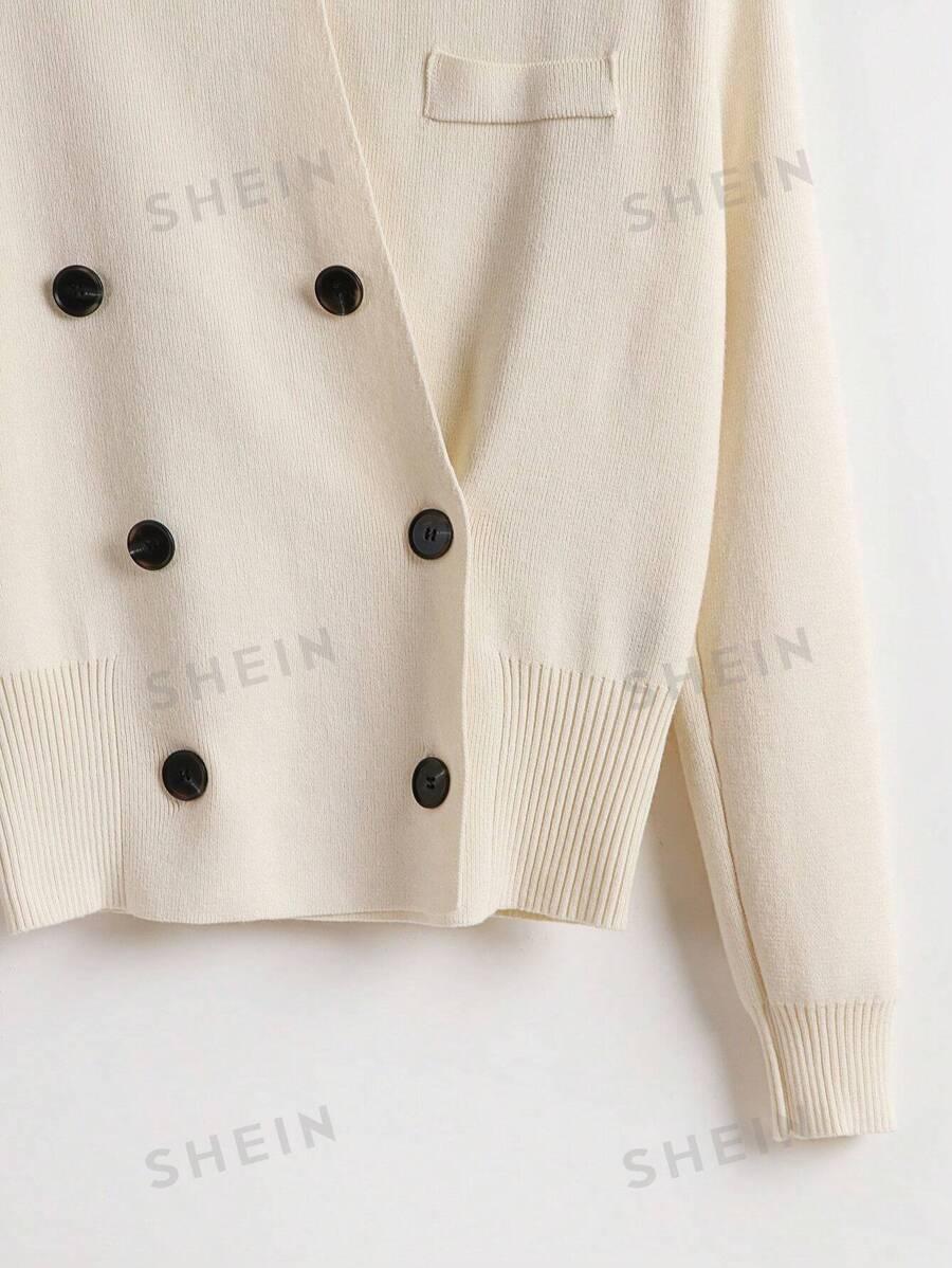 SHEIN KREMOWY SWETER GUZIKI STÓJKA S06__XL