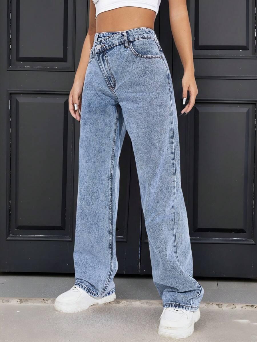 SHEIN SPODNIE JEANS PROSTA NOGAWKA S06__L