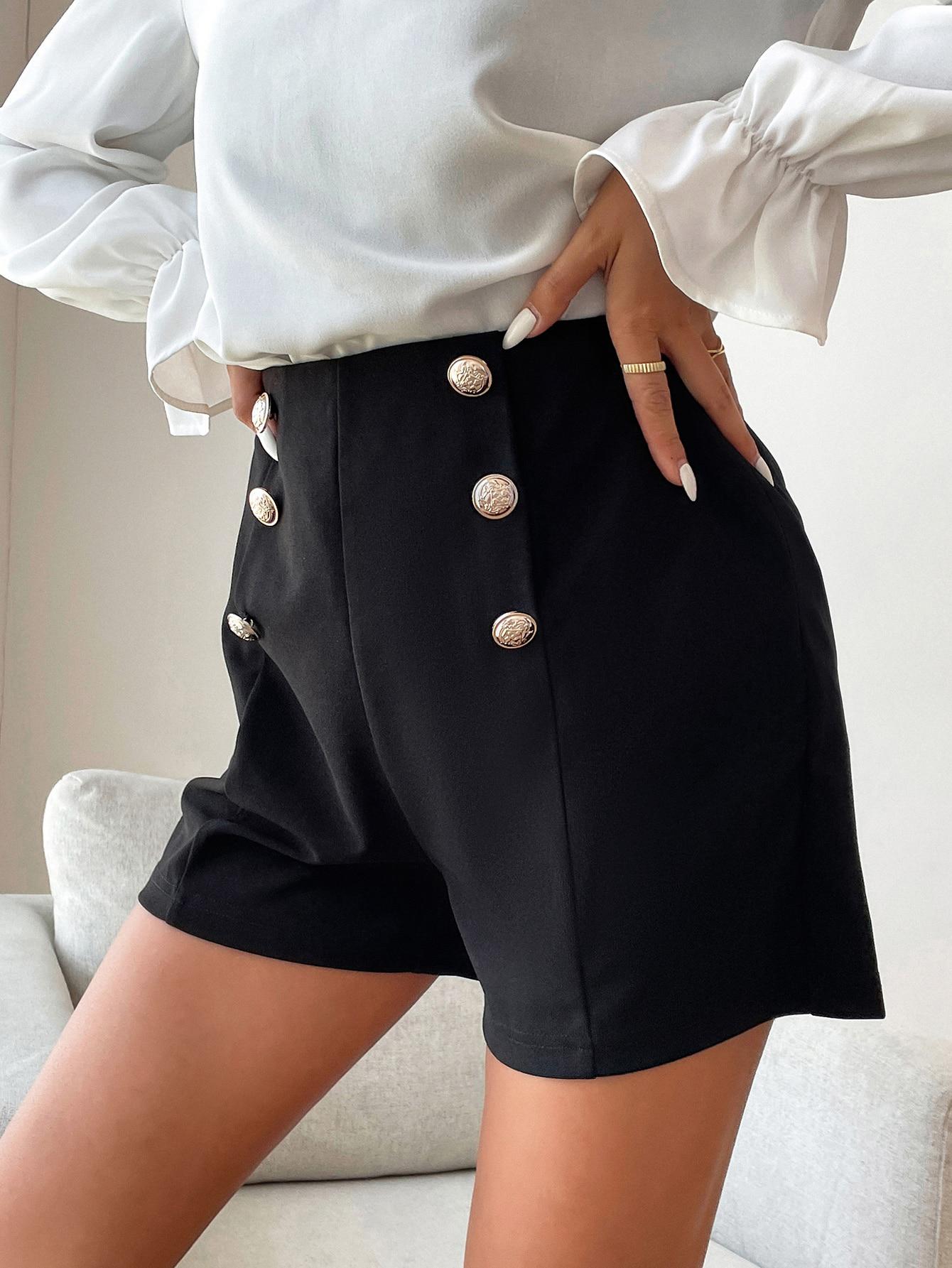 SHEIN CZARNE SPODENKI GUZIKI S06__XS